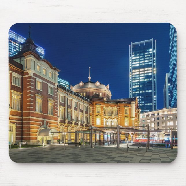 Beautiful Tokyo City Skyline at Railway Station Mouse Mat (Front)