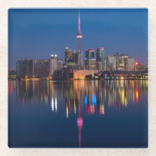 Beautiful Toronto Canada Evening Skyline Glass Coaster