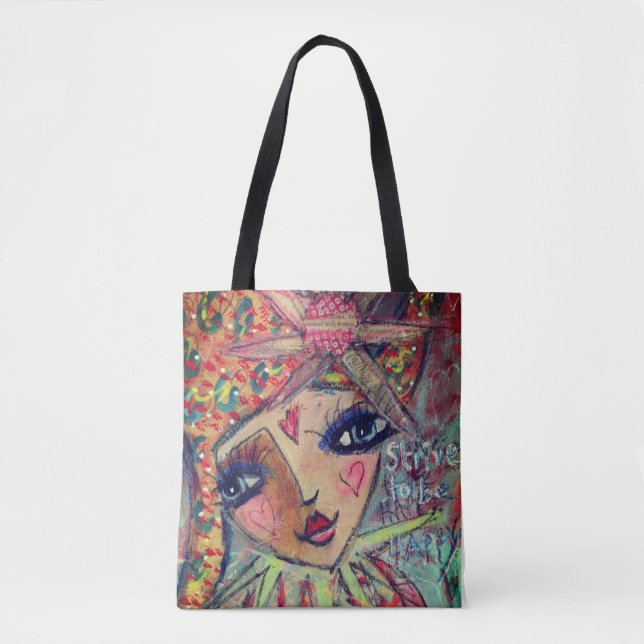 Beautiful tote bag 'strive to be happy' (Front)