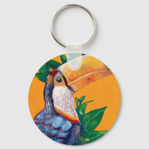 Beautiful Toucan Bird Painting Key Ring