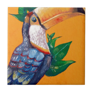 Beautiful Toucan Bird Painting Tile