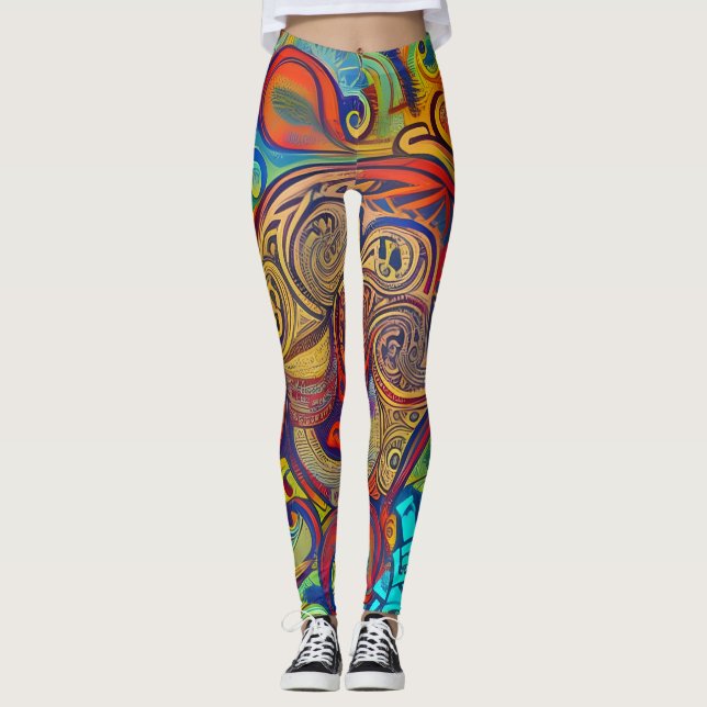 Beautiful Traditional Abstract Art Leggings (Front)