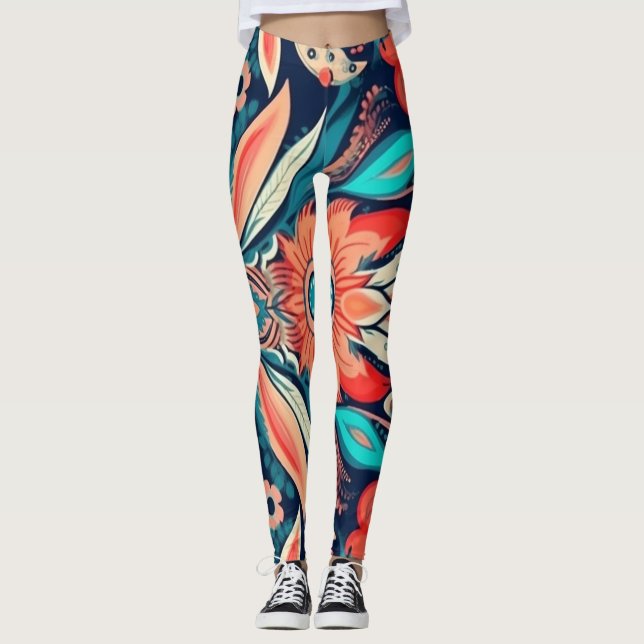 Beautiful Traditional Abstract Art Leggings (Front)