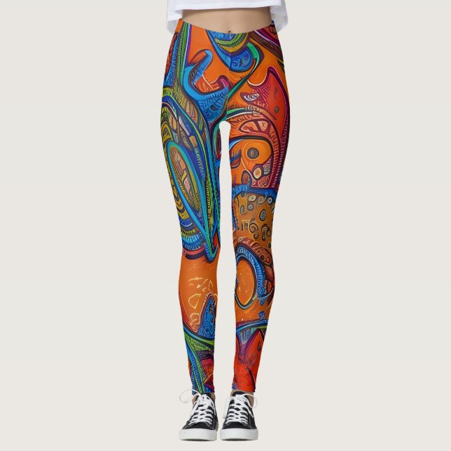 Beautiful Traditional Abstract Art Leggings (Front)