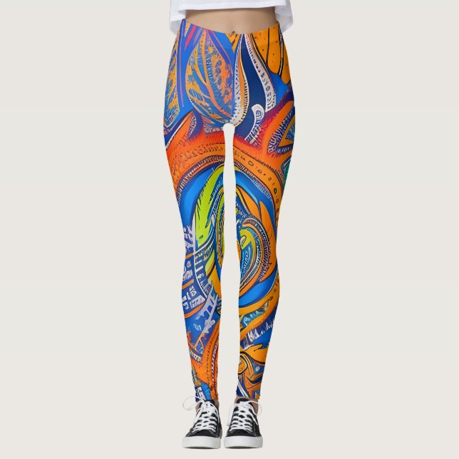 Beautiful Traditional Abstract Art Leggings (Front)