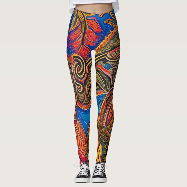 Beautiful Traditional Abstract Art Leggings (Front)
