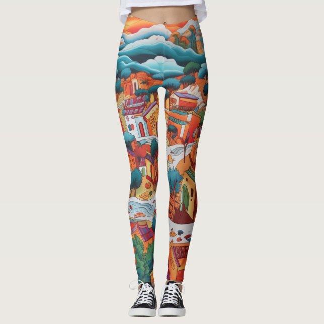 Beautiful Traditional Abstract Art Leggings (Front)