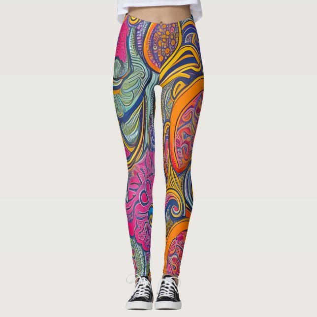 Beautiful Traditional Abstract Art Leggings (Front)