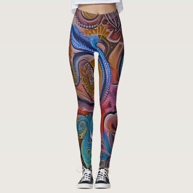 Beautiful Traditional Abstract Art Leggings (Front)