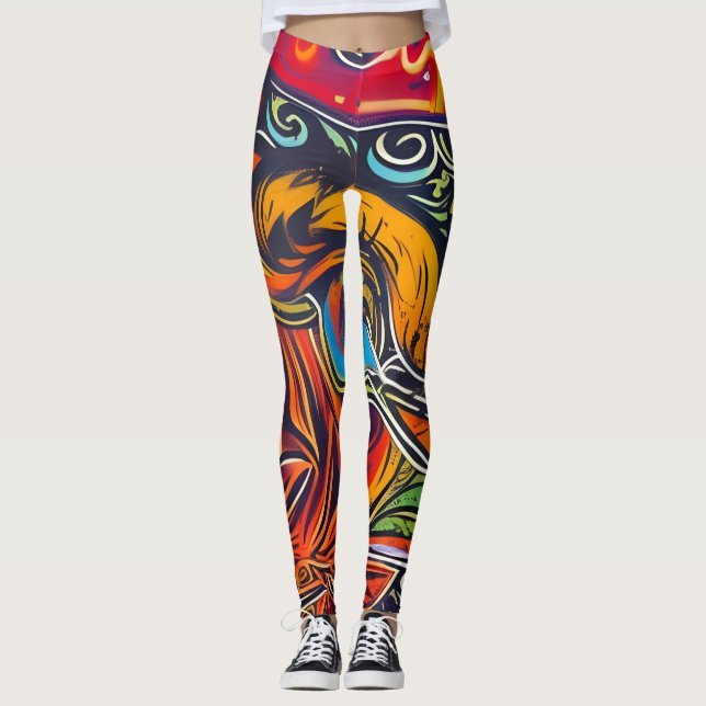 Beautiful Traditional Abstract Art Leggings (Front)