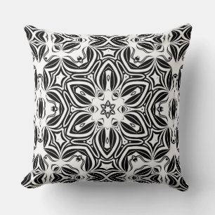 beautiful traditional black and white round orname cushion