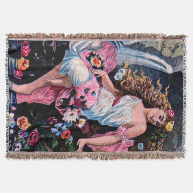 Beautiful traditional gypsy girl bride throw blanket (Front)