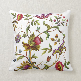 Beautiful Traditional Jacobean Crewel Embroidery Cushion