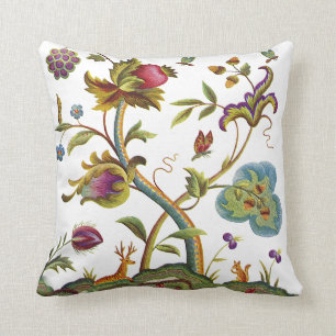 Beautiful Traditional Jacobean Crewel Embroidery Cushion