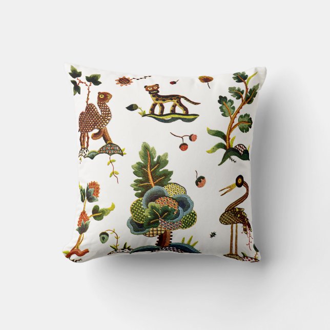 Beautiful Traditional Jacobean Crewel Embroidery Cushion (Front)