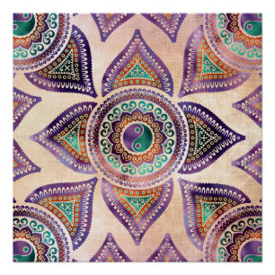 Beautiful Translucent Yin yang symbol pastel Poster