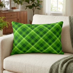 Beautiful Tree Green Plaid Accent Pillow