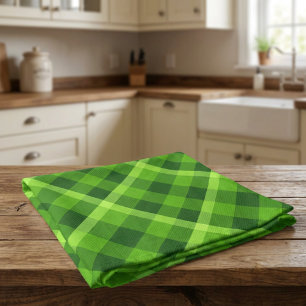 Beautiful Tree Green Plaid Kitchen Towel