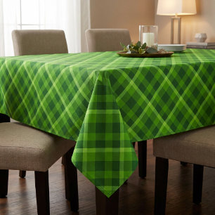 Beautiful Tree Green Plaid Large Tablecloth