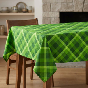Beautiful Tree Green Plaid Small Tablecloth