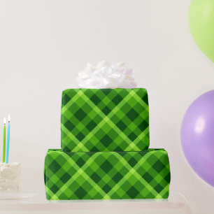 Beautiful Tree Green Plaid Wrapping Paper