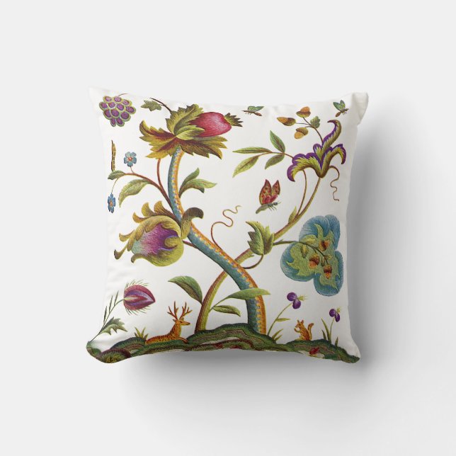 Beautiful Tree Of Life  Jacobean Embroidery Cushion (Front)