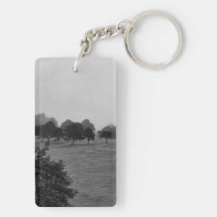 Beautiful trees and nature in fog key ring