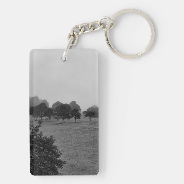 Beautiful trees and nature in fog key ring (Back)