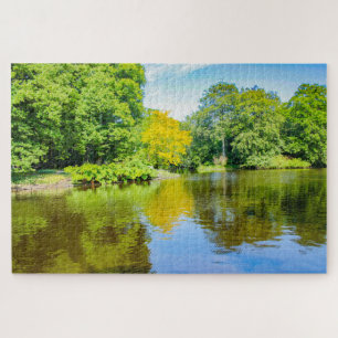Beautiful trees reflections on water, Netherlands Jigsaw Puzzle