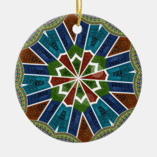Beautiful Trendy Asian Textile Design Art Print Ceramic Tree Decoration