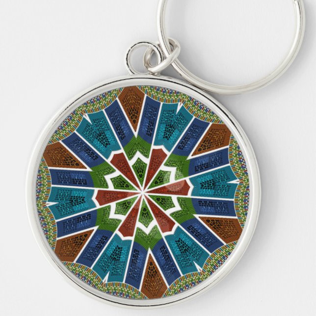 Beautiful Trendy Asian Textile Design Art Print Key Ring (Front)