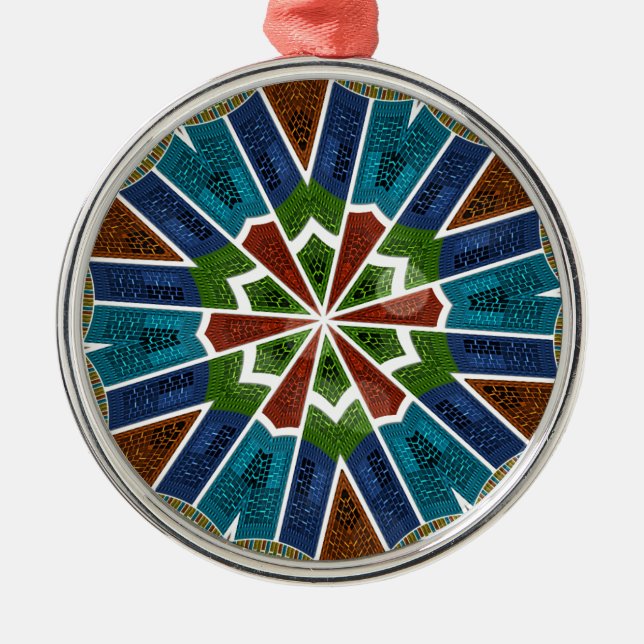 Beautiful Trendy Asian Textile Design Art Print Metal Tree Decoration (Front)