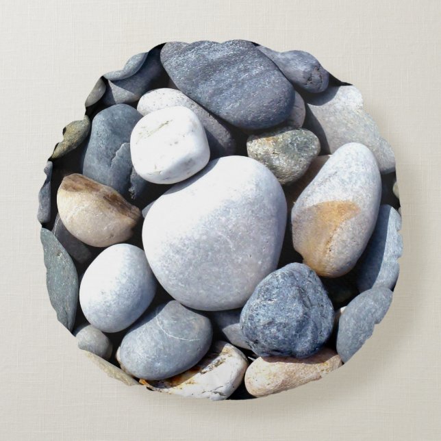 Beautiful Trendy Coloured Natural Pebble Photo Round Cushion (Front)