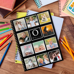 Beautiful Trendy Custom Monogram 11 Photos Collage Notebook