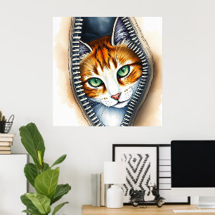 Beautiful Trendy Cute Watercolor Cat Collection Poster