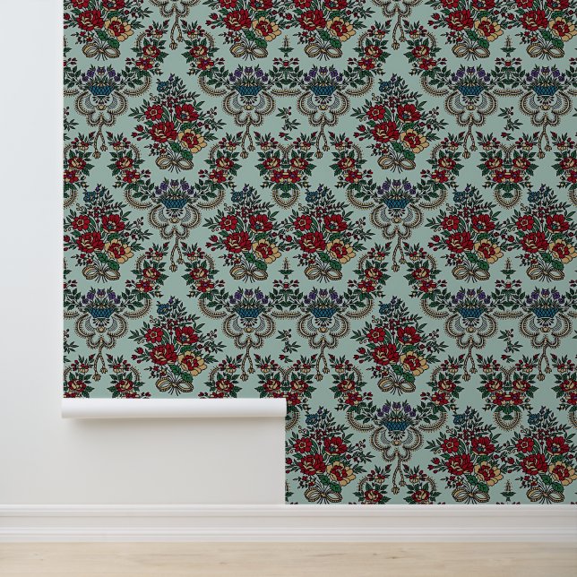 Beautiful Trendy Flowers Leaves Blue Pink Green    Wallpaper (Application)