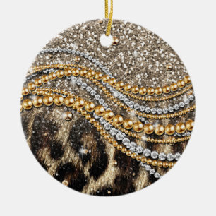 Beautiful trendy girly leopard animal print ceramic tree decoration