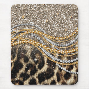Beautiful trendy girly leopard animal print mouse mat
