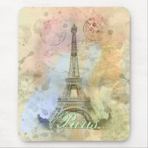 Beautiful trendy girly vintage Eiffel Tower France Mouse Mat