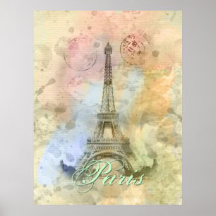 Beautiful trendy girly vintage Eiffel Tower France Poster