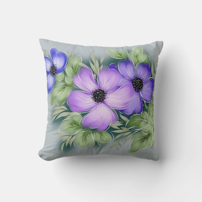 Beautiful Trendy Hand Painted Floral Cushion (Front)