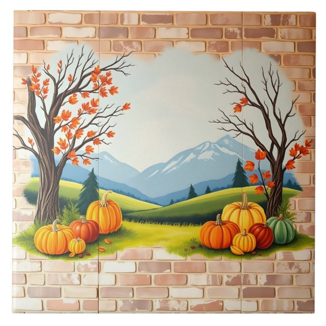 Beautiful Trendy Happy Thanksgiving Fall Tile (Front)