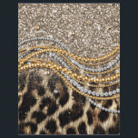 Beautiful trendy leopard faux animal print flyer<br><div class="desc">Beautiful trendy chic girly leopard animal faux fur print glitter pattern, Leopard, cheetah, cat, wild faux fur animal prints, silver shinning glowing glitter shower effects, gold pearls, white gemstones image. Yellow gold, white, grey, brown, black, cream, colours, glowing, fashion, modern, artistic, stylish, pretty, feminine, love, glamourous, glam, animal print lovers,...</div>