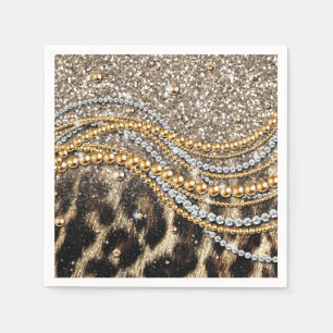 Beautiful trendy leopard faux animal print napkin