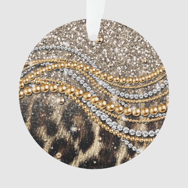 Beautiful Trendy Leopard Faux Animal Print Ornament (Front)