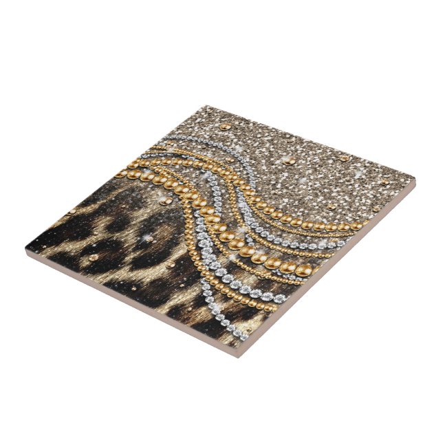 Beautiful Trendy Leopard Faux Animal Print Tile (Side)