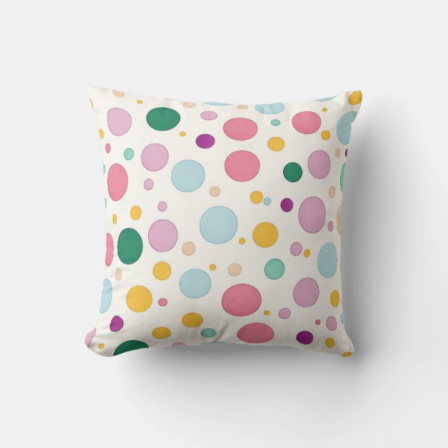 Beautiful Trendy Simple Colourful Polka Dot Patter Cushion (Front)