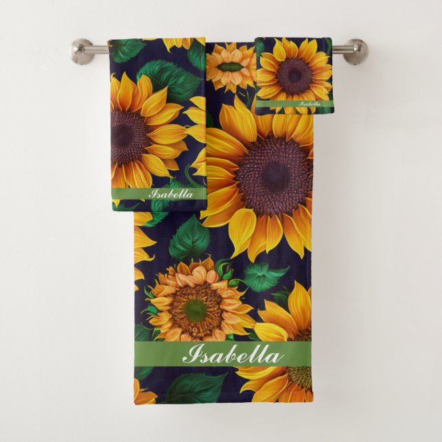 Beautiful Trendy Sunflower Collection Bath Towel Set (Insitu)