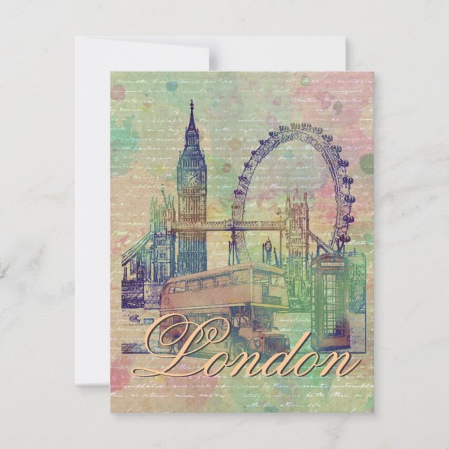 Beautiful trendy Vintage London Landmarks (Front)