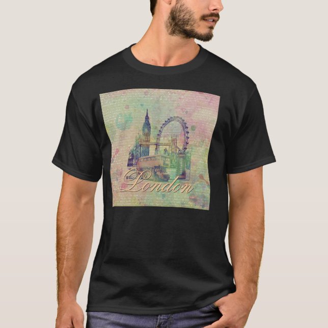 Beautiful trendy Vintage London Landmarks T-Shirt (Front)